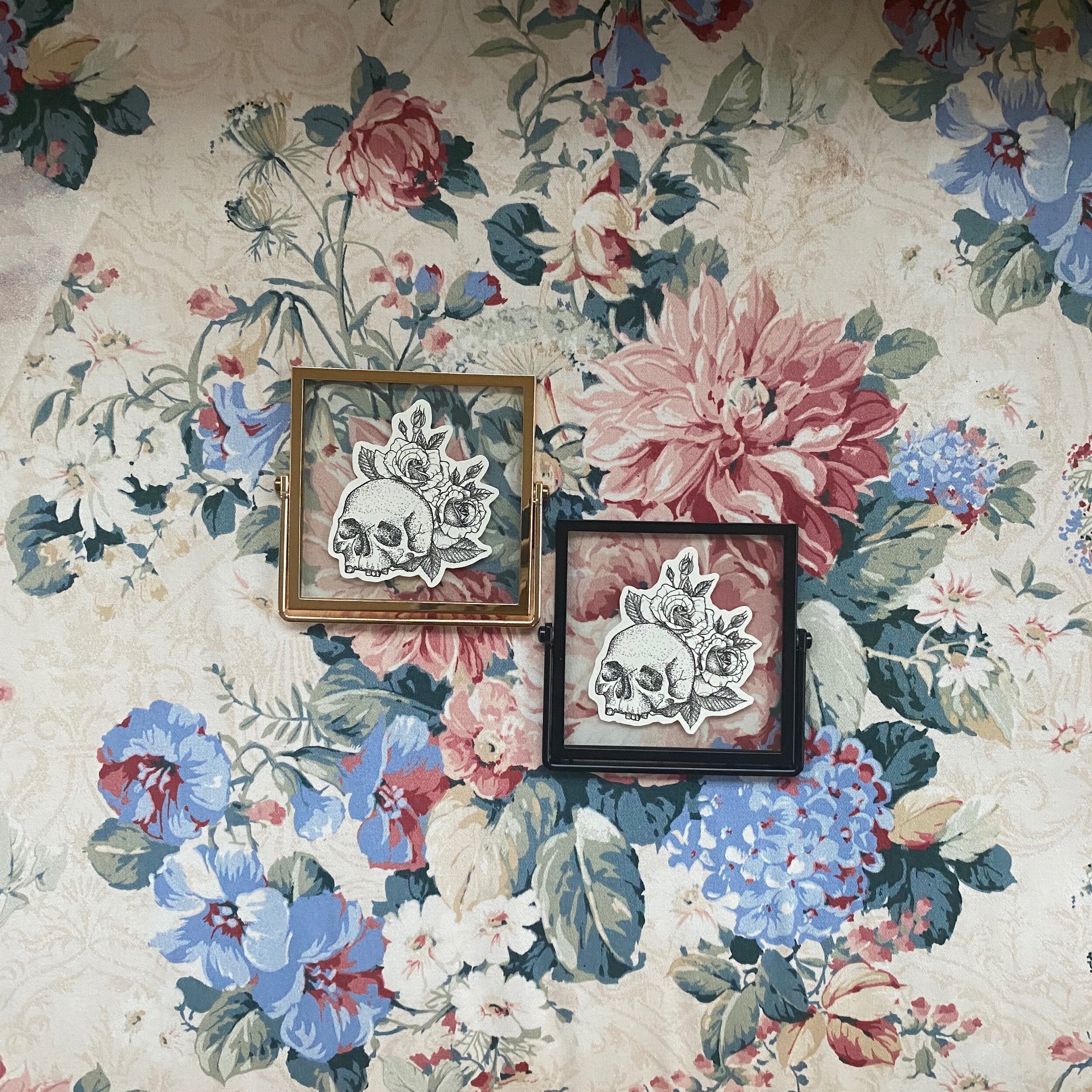 gritty skull rose framed