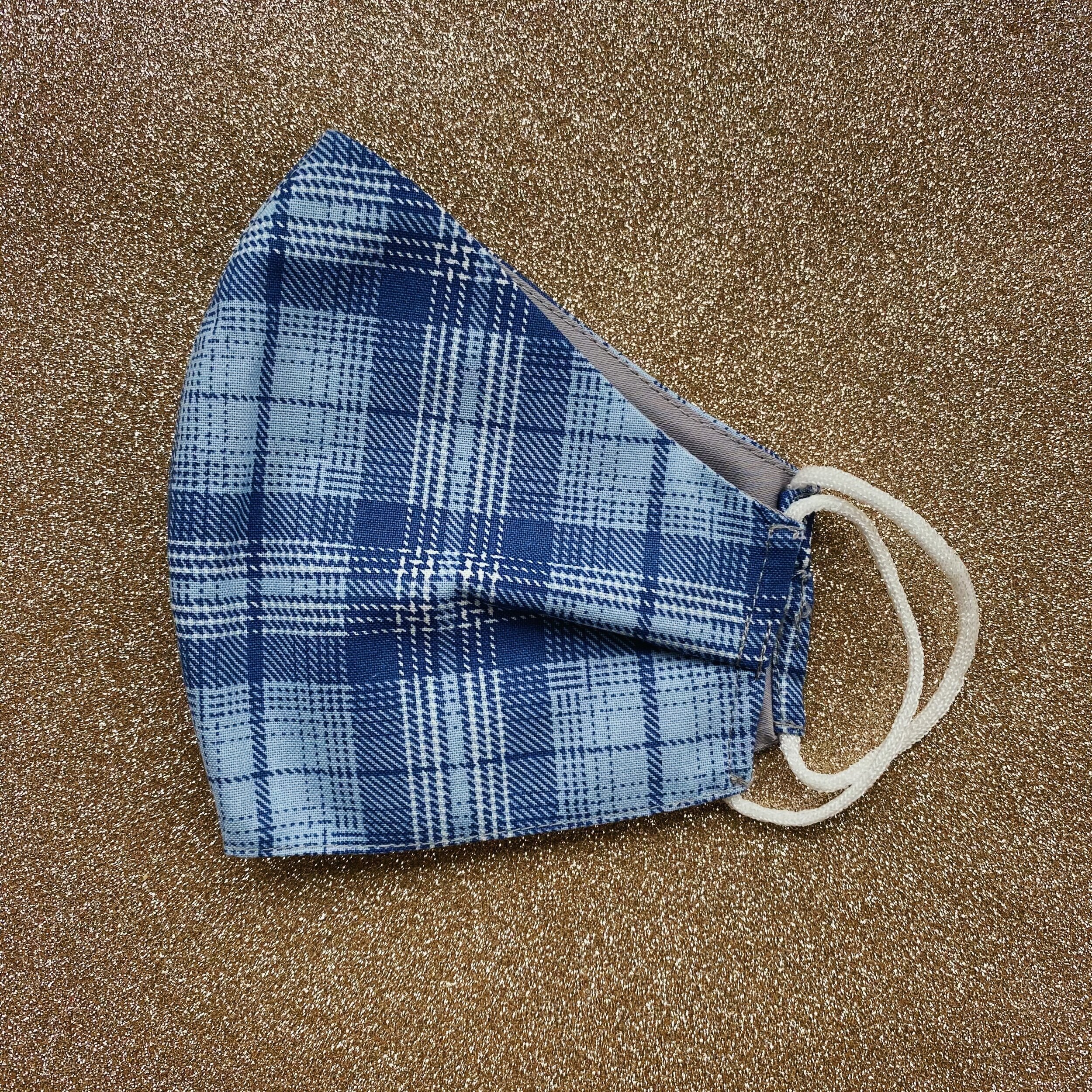 blue plaid mask