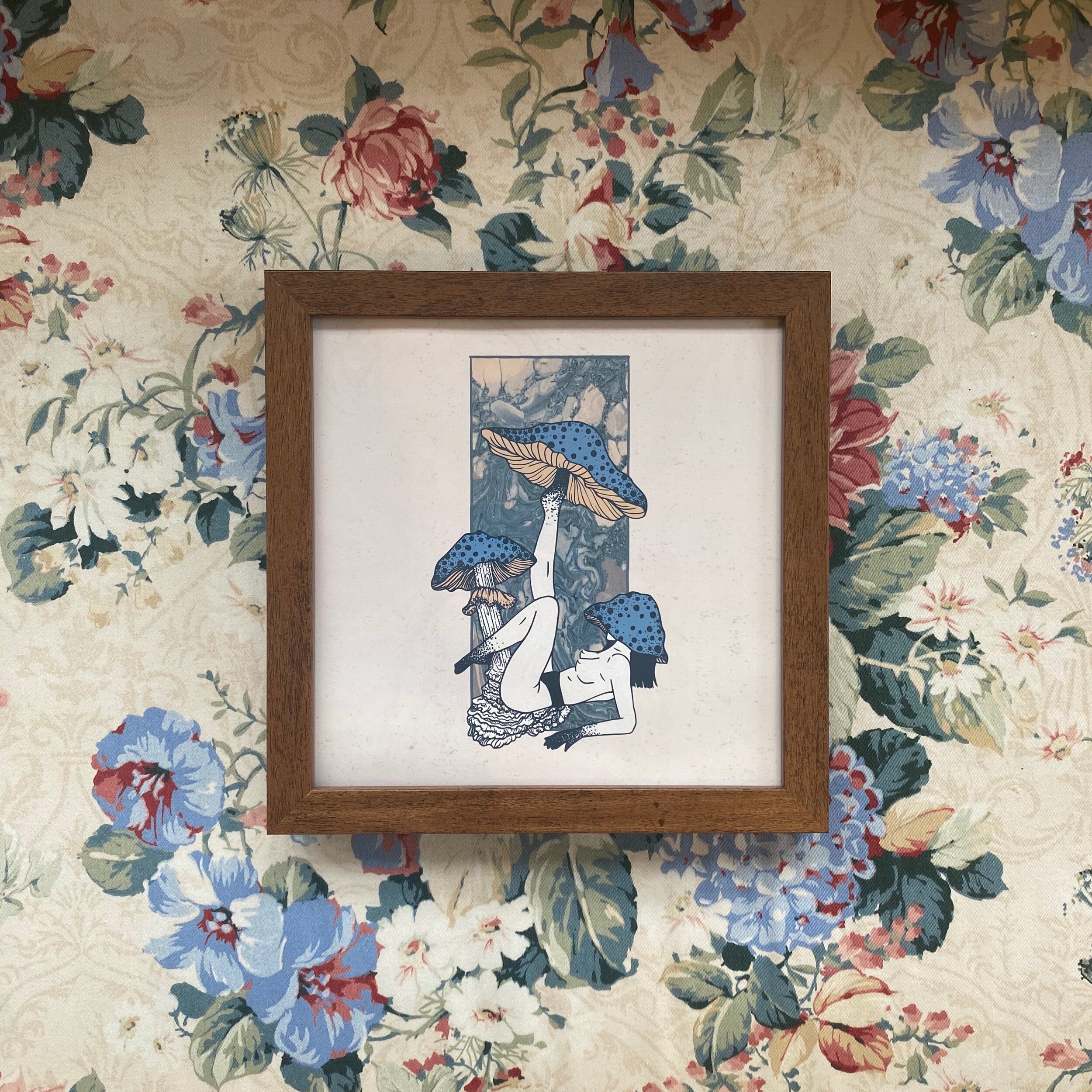 wooden mushroom gal framed