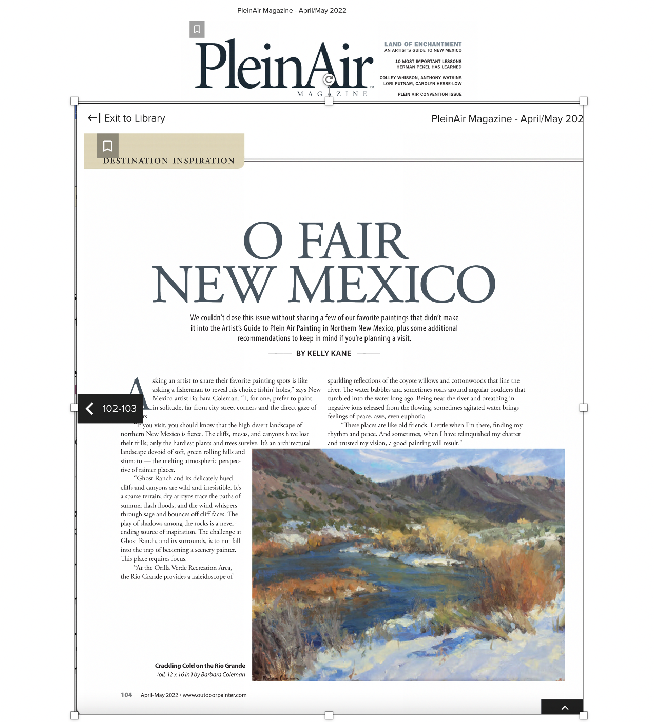 Plein Air Magazine, April/May 2022