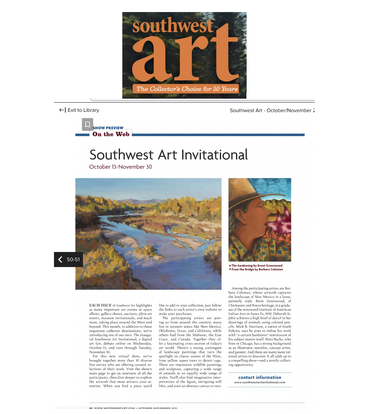 Southwest Art Invitational, Oct/November 2021