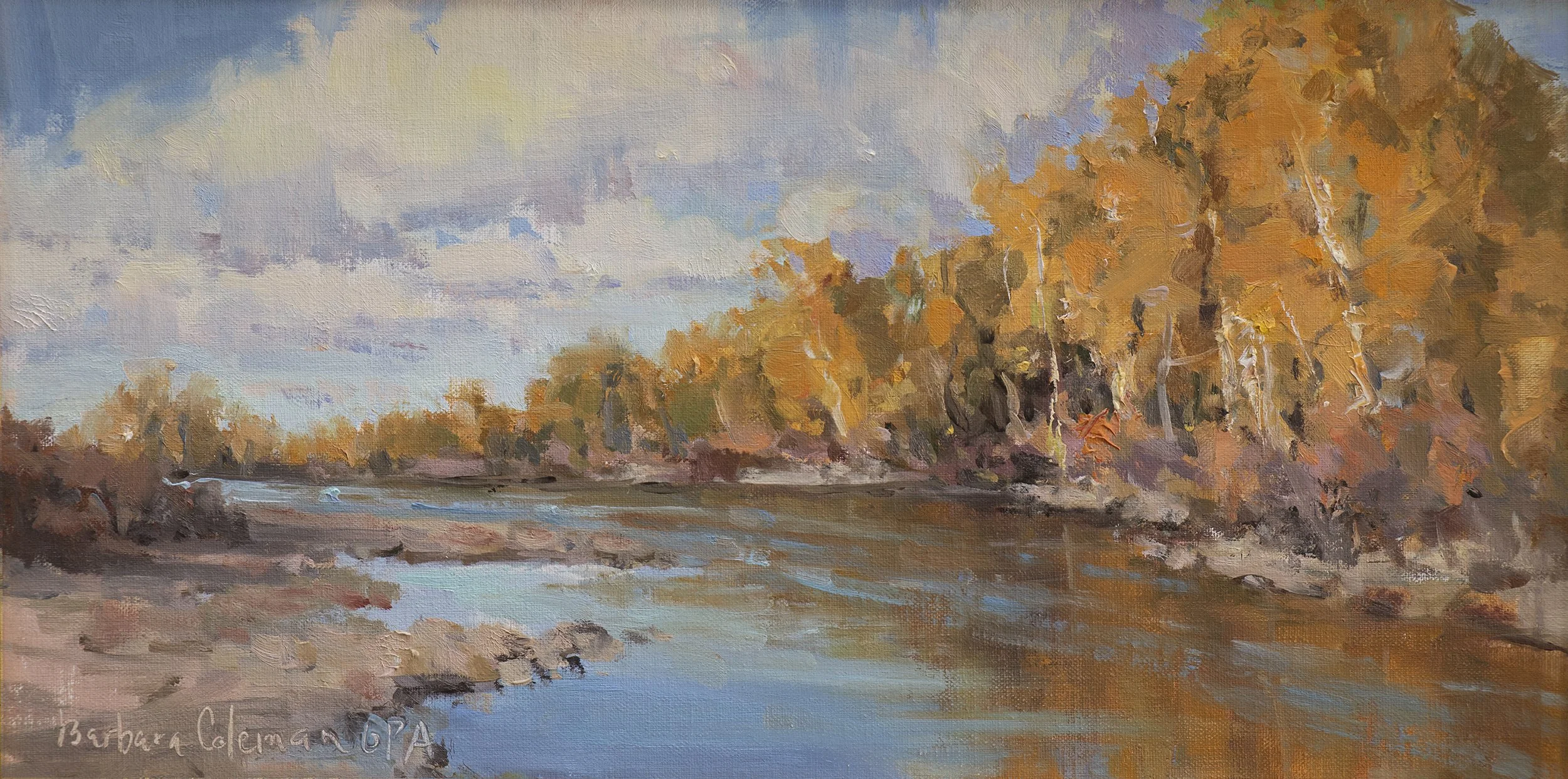 A River's Embrace | 8x16, Oil on Linen