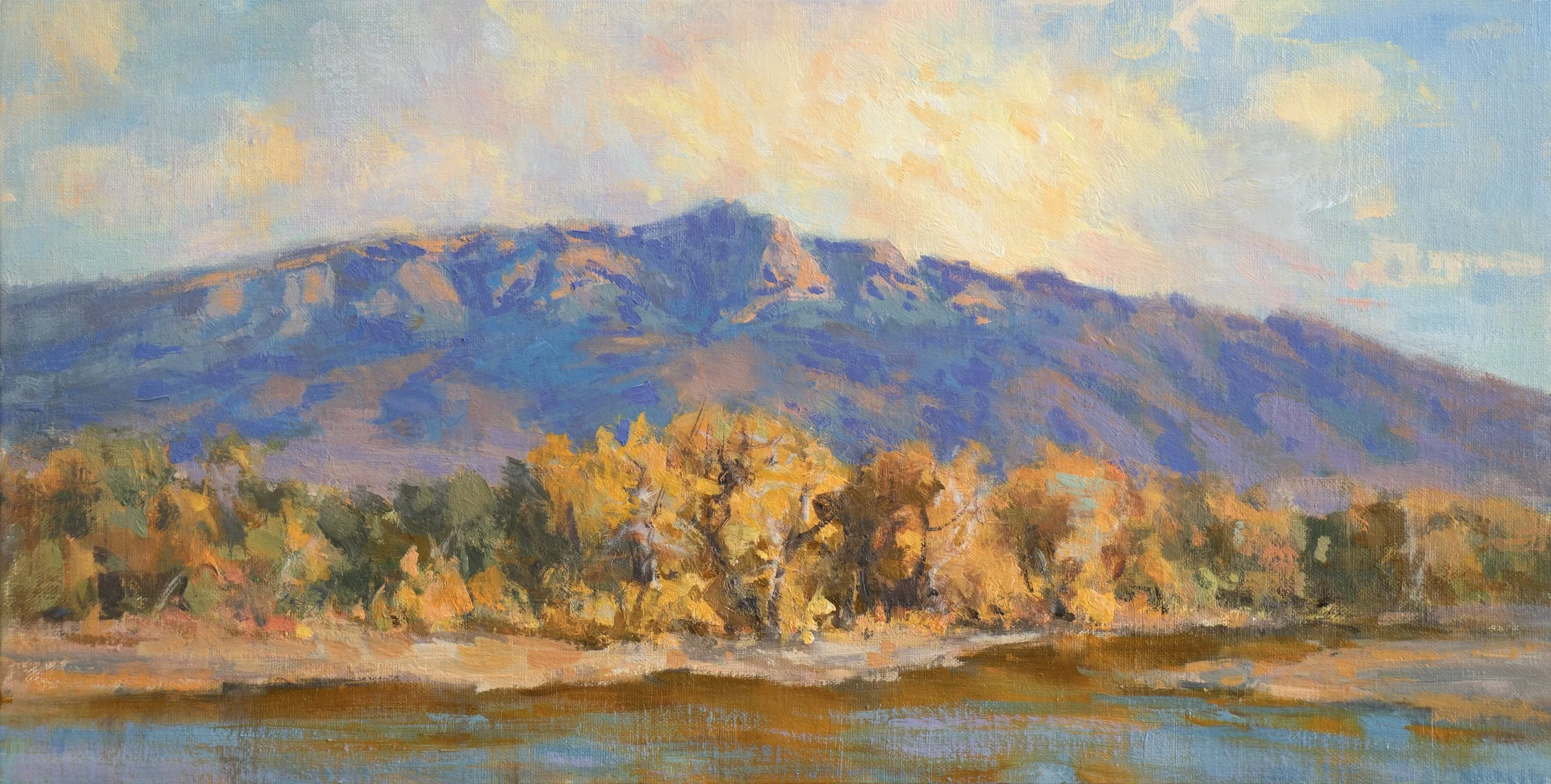 Golden Threads by the Rio | 8x16, oil