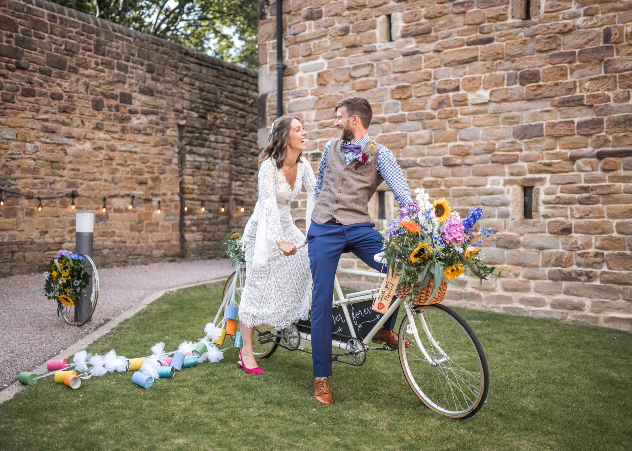 Dronfield Barn Beautiful Bicycle Summer Garden Wedding Tandem Amy &amp; Arthur