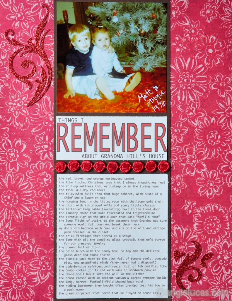 This childhood photo (and especially that eye-catching carpet) inspired me to list everything I could remember about my grandma’s house.