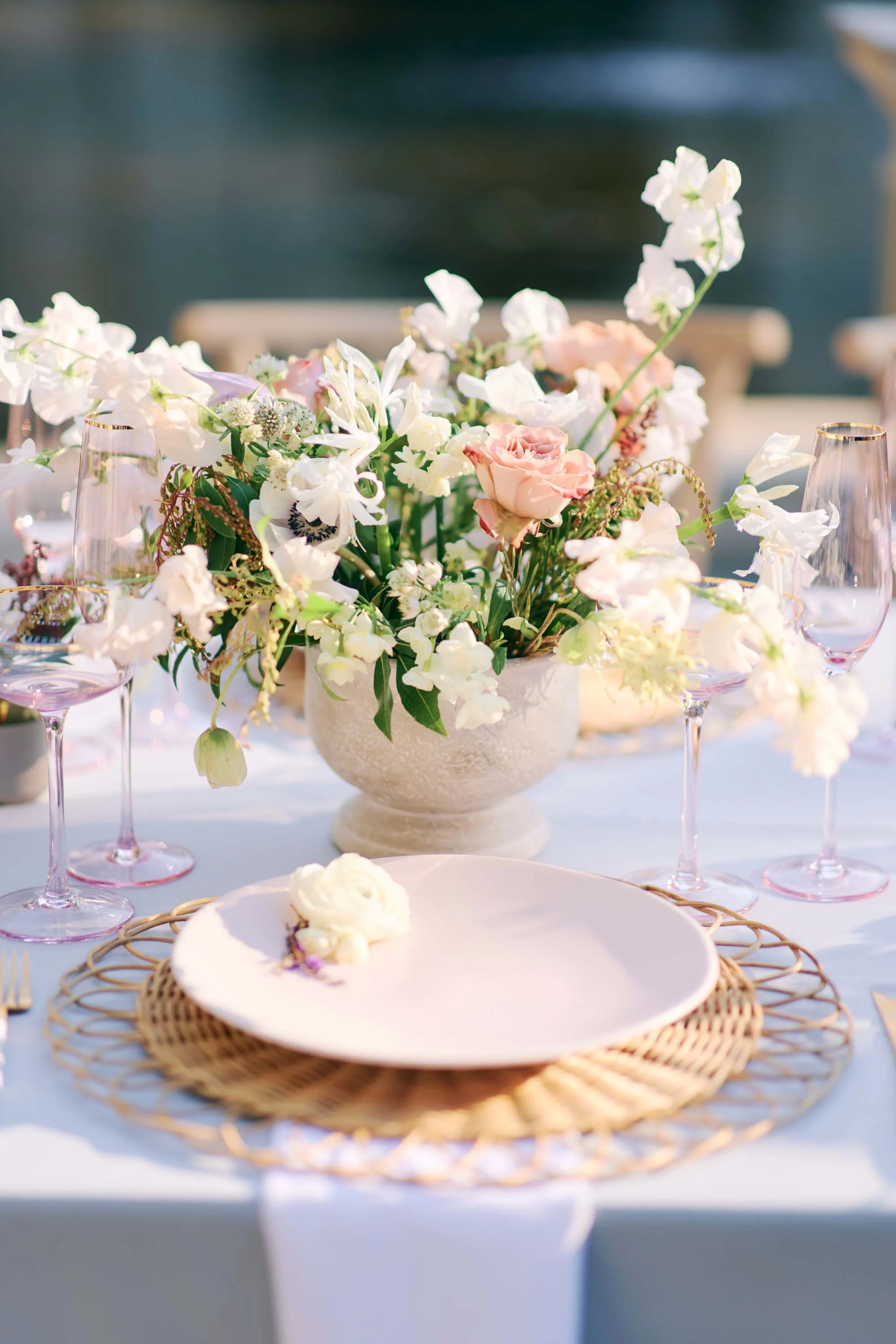 Luxury Napa Valley wedding reception floral centerpiece detail