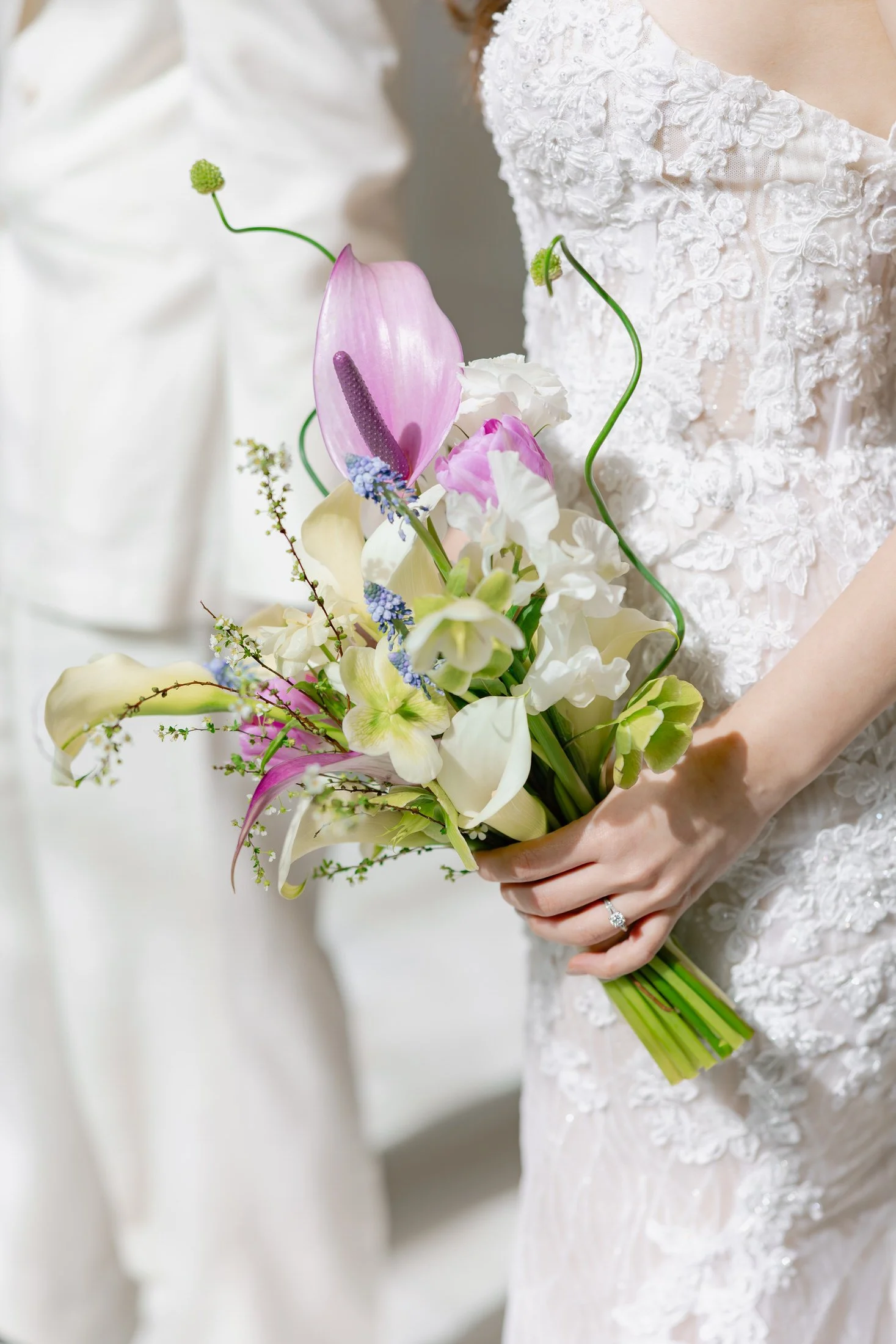 Close-up detail of the bridal bouquet at San Francisco City Hall wedding