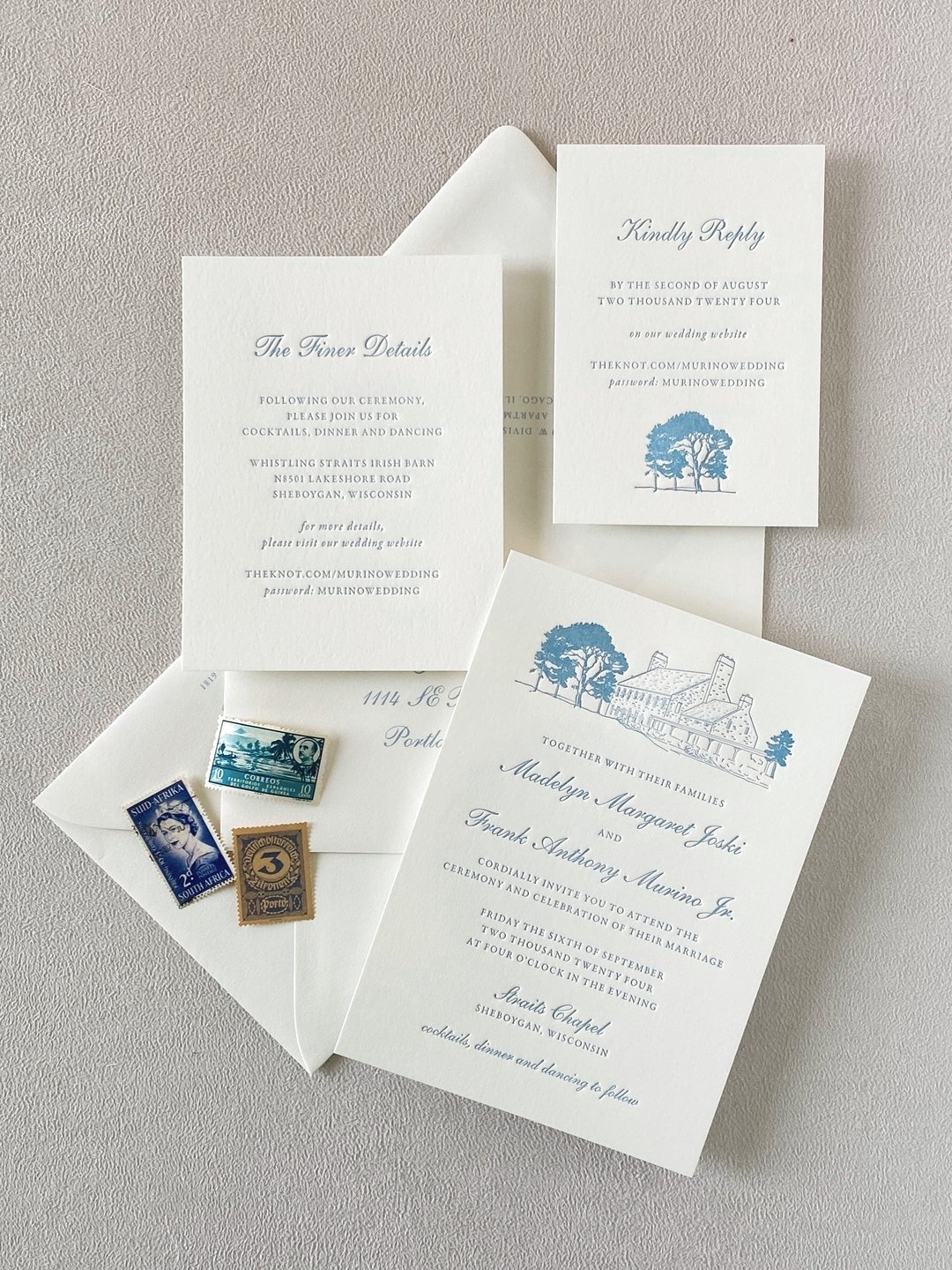 Another custom venue illustration in the books! I had so much fun illustrating the Whistling Straits Chapel for Maddie and Franks custom invitation suite.