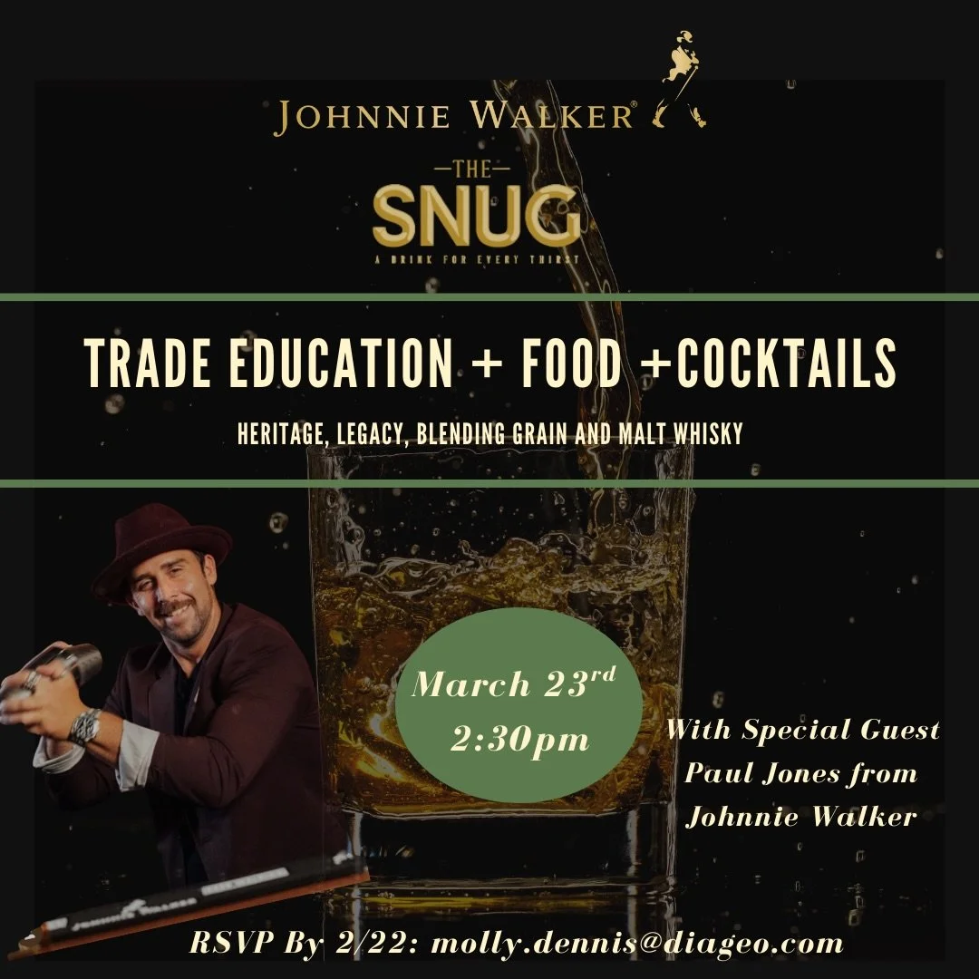 A drink for every thirst&hellip; and a class for every curious bartender 🥃
We&rsquo;re diving into the world of Johnnie Walker&mdash;blending grain + malt, legacy, and a whole lot of whisky.
Plus food + cocktails because&hellip; obviously.

Please r