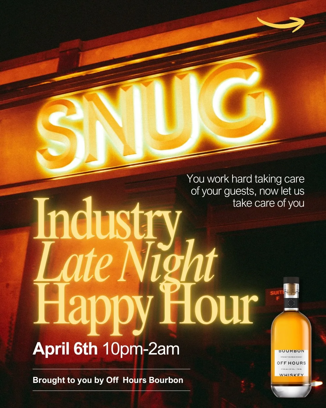 For the ones who run the room, carry the trays, shake the tins, and hold it all together&mdash;
we got you.

Industry Night at The Snug with @drinkoffhours 
Late night happy hour + drink specials
April 6th | 10pm&ndash;2am

Let us take care of you 🤲