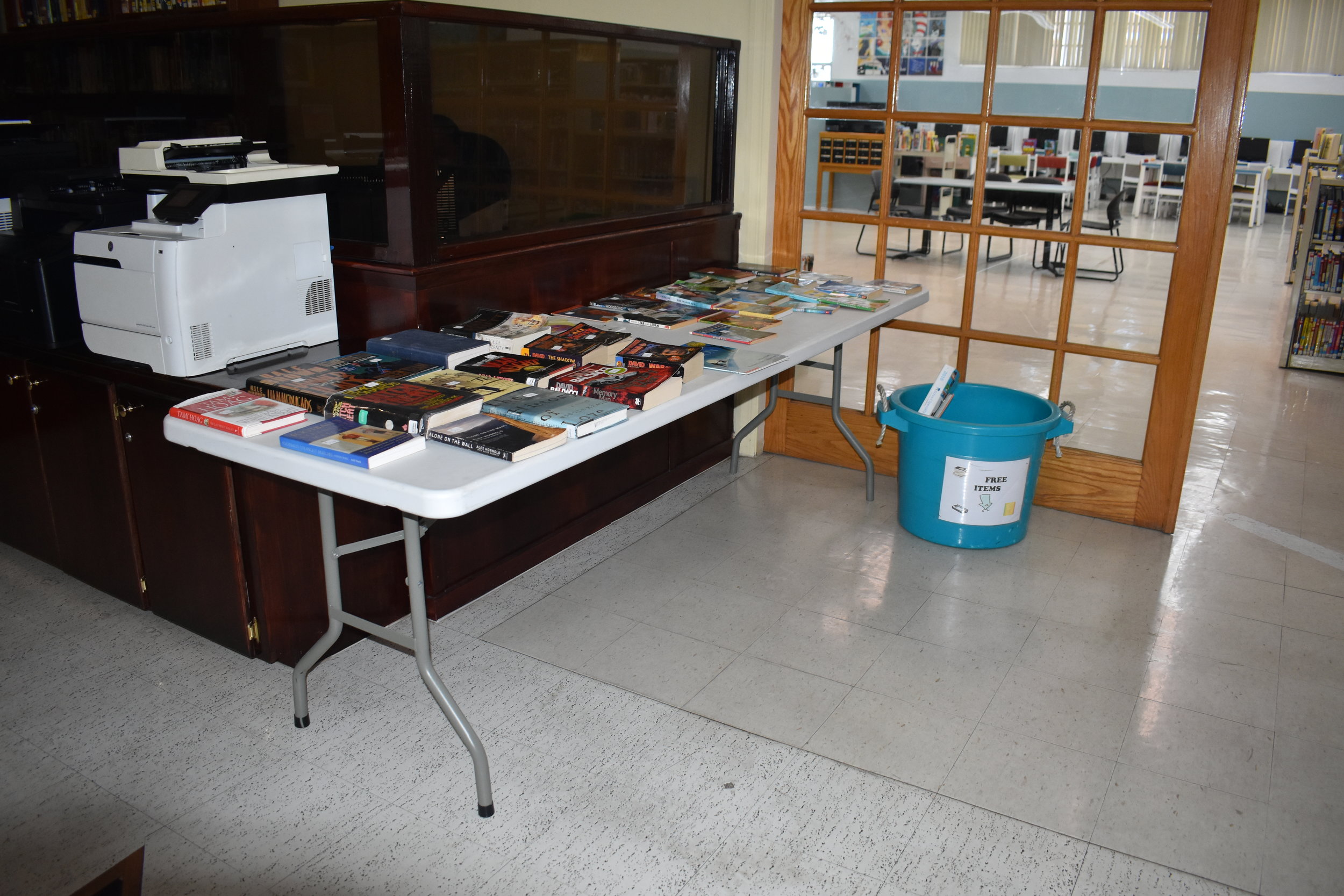 Book Sale Table and Free Book Bin