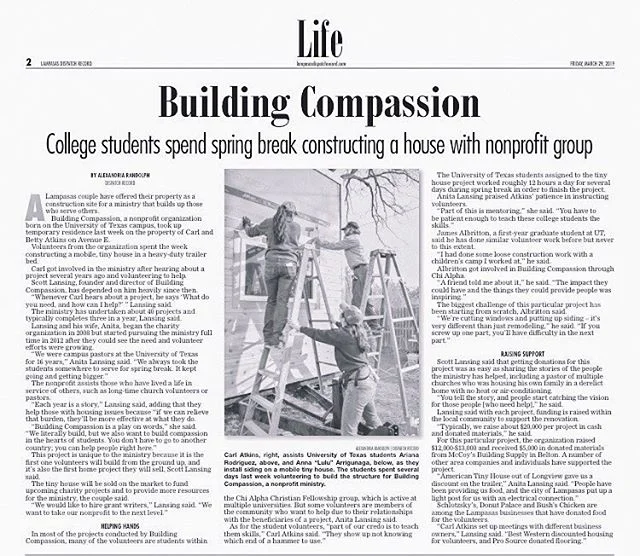 The Lampasas Dispatch Record came out during spring break to interview for the paper...
[link https://newzgroup.com/TXArchive/91154/2019-03-29/91154_ldr-2019-3-29_002.pdf ]