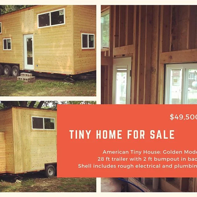 Tinyhome shell is ready for you to create your own living space. It is an American Tiny House custom trailer featuring their Golden Model. Contact anita@buildingcompassion.org or andy@americantinyhouse.com