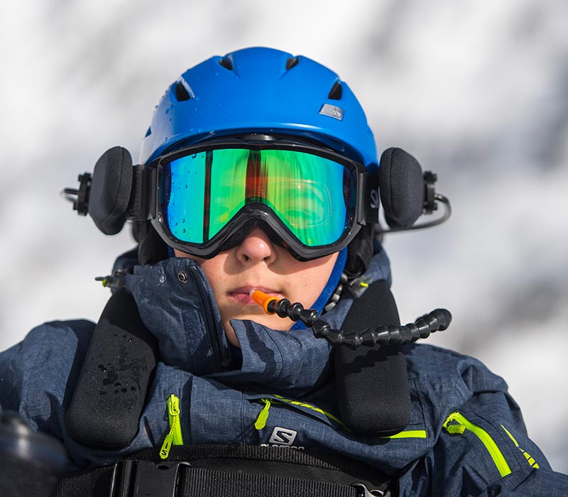 SIP-AND-PUFF<strong> Subtle breath control allows skier to turn and adjust speed.</strong><br><i>enlarge +</i>