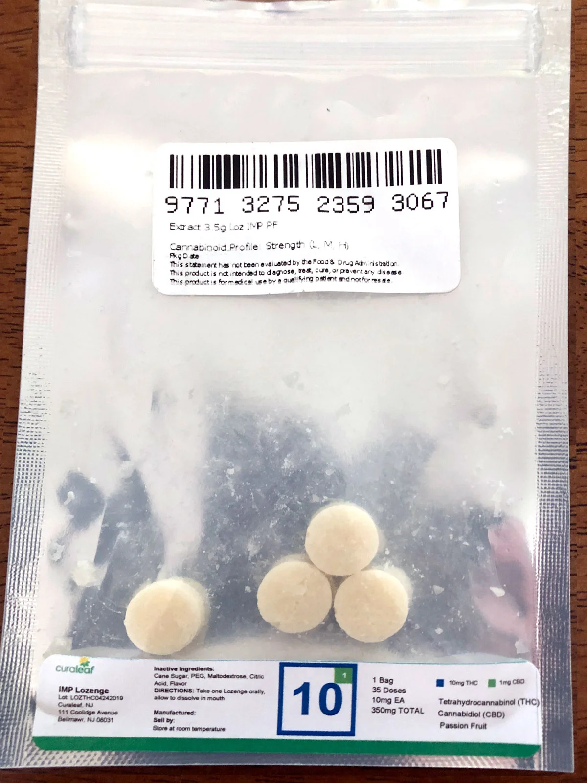 Lozenges - CuraLeaf packaging from a team member who is a current NJ MMP patient