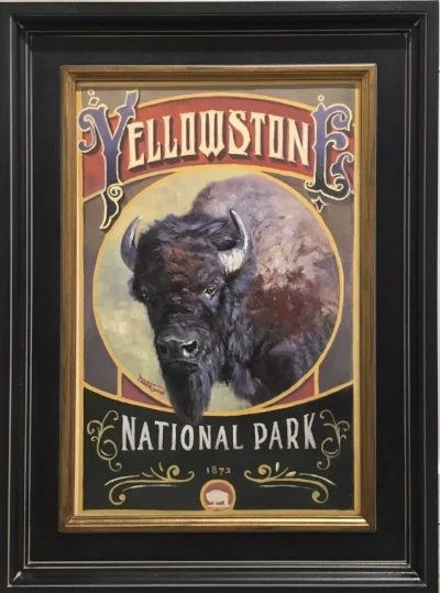 Vintage Bison Yellowstone Poster