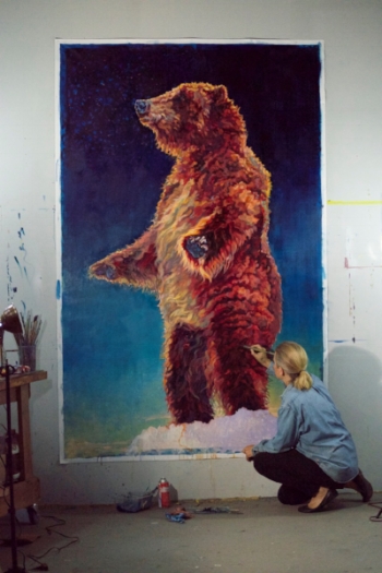 Patricia painting “Aurora” 96x60 - now at Gallery Wild