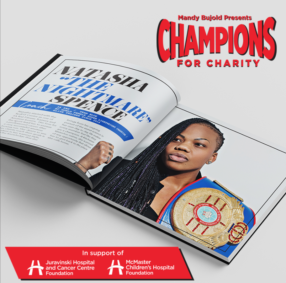 Champions for Charity - Print design In its inaugural year, Champions for Charity presented by Mandy Bujold raised over $160,000 for the McMaster Children’s Foundation & Juravinski Cancer Centre. When we were asked to help with some graphic design needs at the event we jumped on the opportunity.