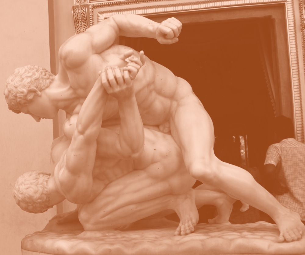 One of the sculptures in front of a Durbar
