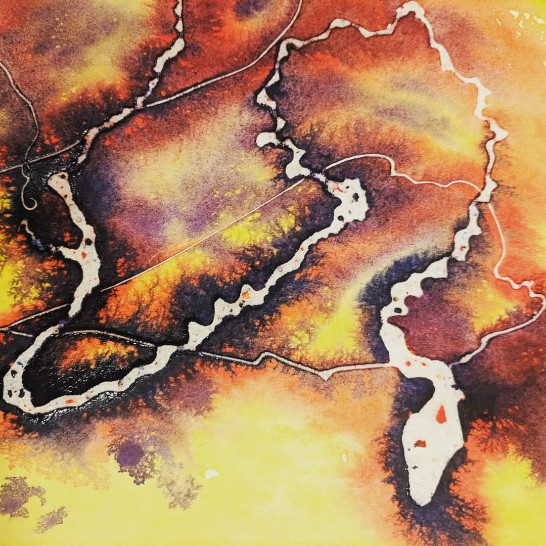 Sunday studies,. Working on some ideas for interpreting pyrography in paint glue and ink
.
.
.
.
.
#painting #colour #studies