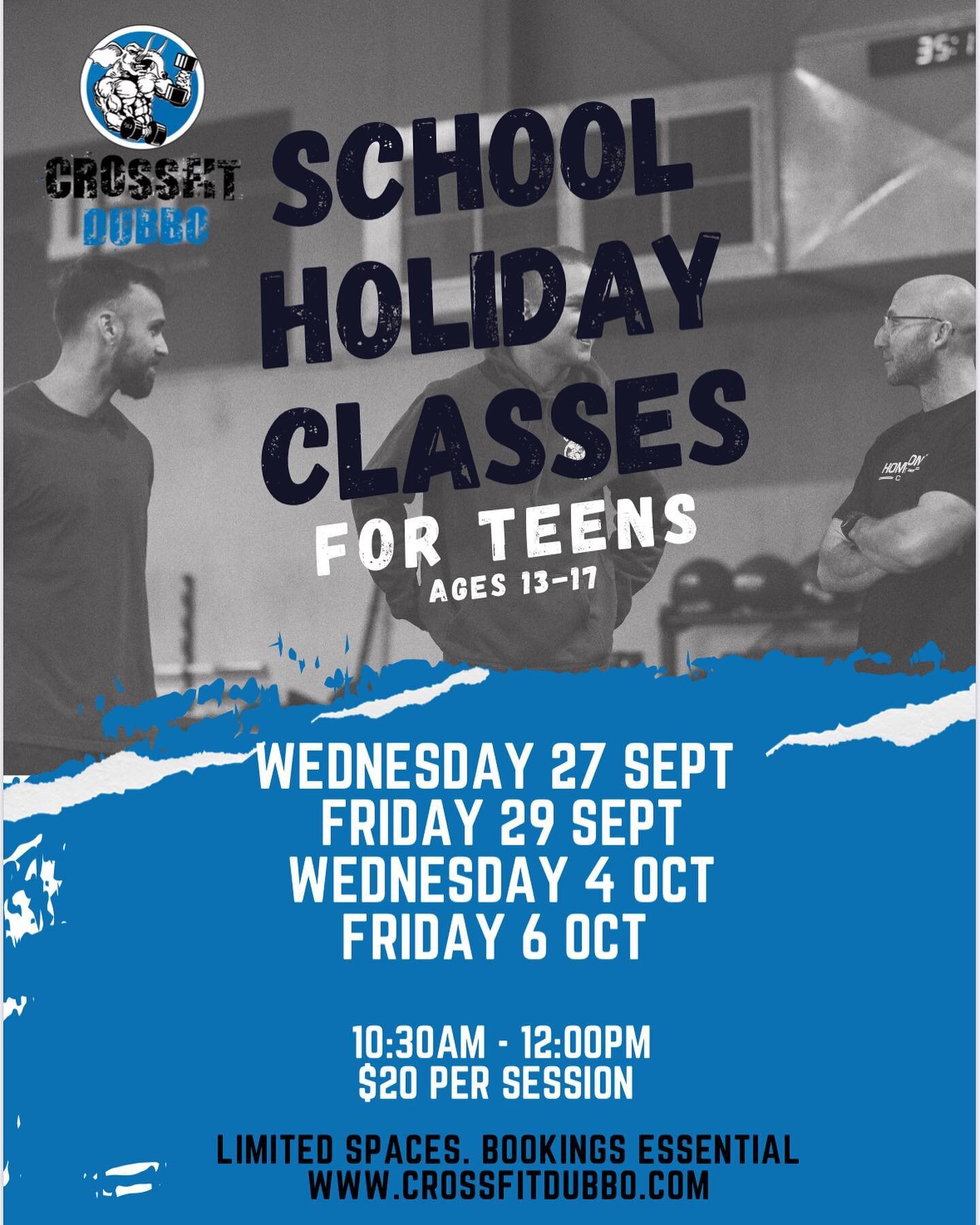 Looking for something for the teenagers to do it the holidays?
We are running a few &ldquo;teens only&rdquo; classes in the coming school holidays.

Send us a DM, give us a call or book in on our website. 

#crossfit #teenagers #schoolholidays #dubbo