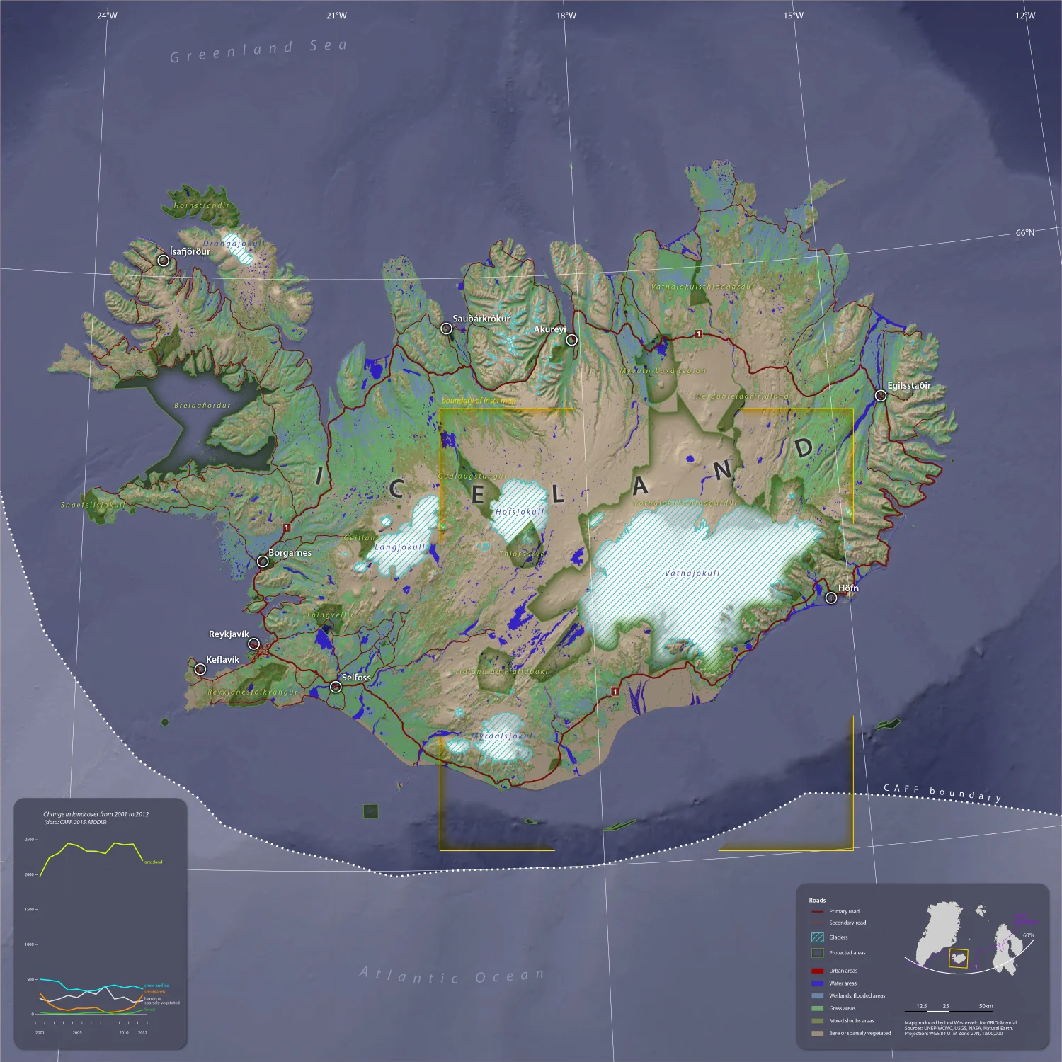 Iceland Land Cover. Produced for GRID-Arendal, AMAP, CAFF and the 2018 Arctic Biodiversity Congress. (2018).