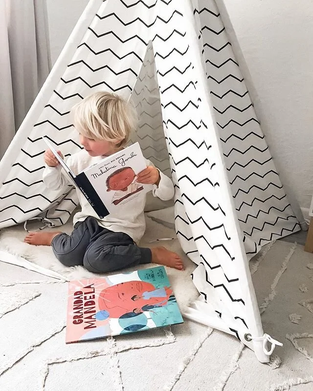 Saturday morning reads with Boe! 👦🏼 It&rsquo;s never too early to educate your little ones. The Little People, Big Dreams series Mahatma Gandhi by Isabel Vegara and Grandad Mandela by Zazi, Ziwelene &amp; Zindzi Mandela explores the incredible live