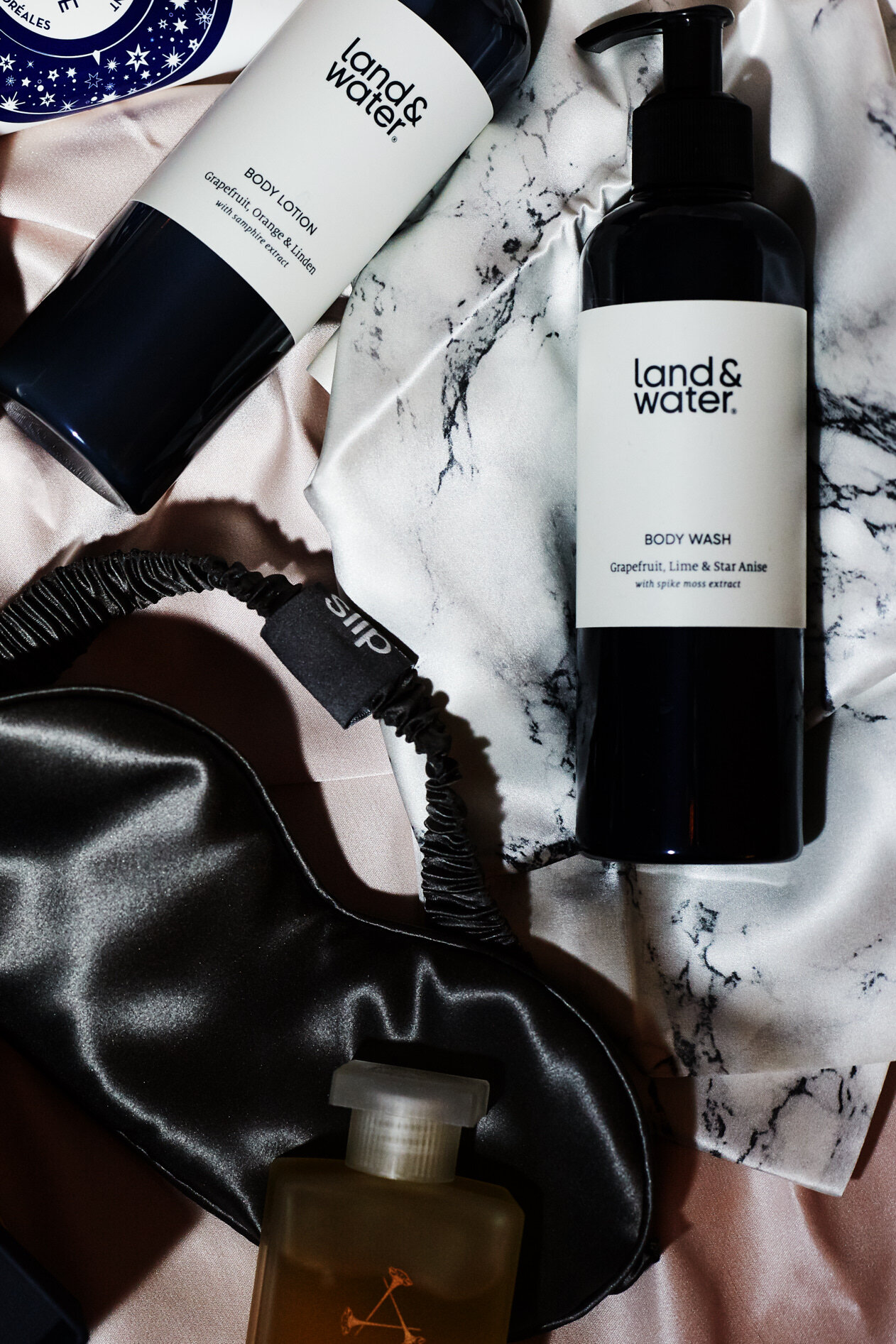  LAND &amp; WATER  Body Duo  £35  SLIP  Beauty Sleep Collection Marble &amp; Charcoal Eye Mask &amp; Pillow Case  £119 
