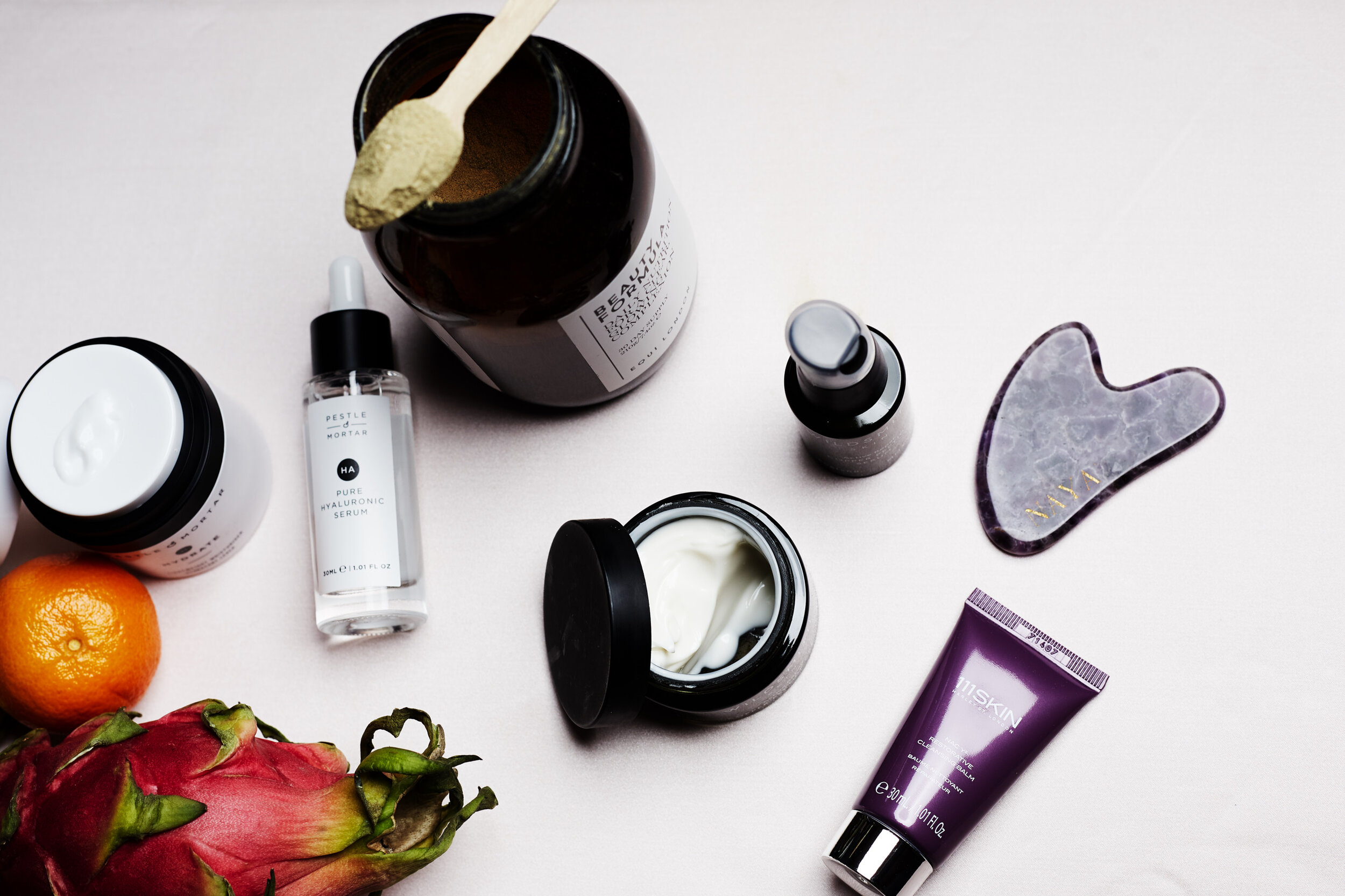  PESTLE &amp; MORTAR  The Hydrating Duo Gift Set  £74  EQUI LONDON  Beauty Formula  £55  111 SKIN NAC Y2 Restorative Cleansing Balm part of   The Reparative Edit  Gift Set £340  NAYA  Amethyst Gua Sha  £27 