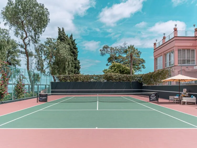 Pink and Green tennis court at Reid’s Palace, Funchal, Maderia
