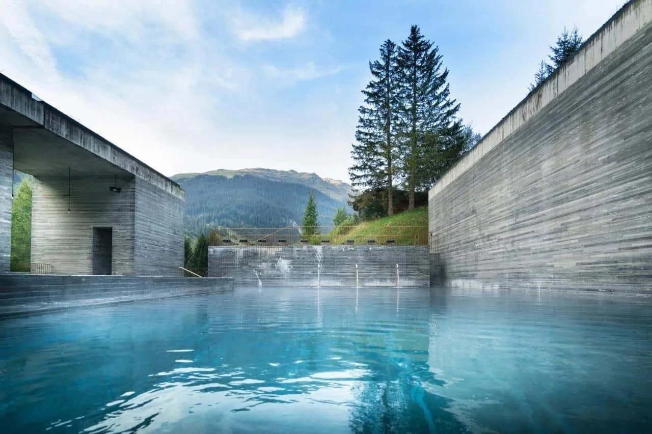 Therme Vals thermal spa pools designed by Peter Zumthor at 7132 Hotel in Vals, Switzerland
