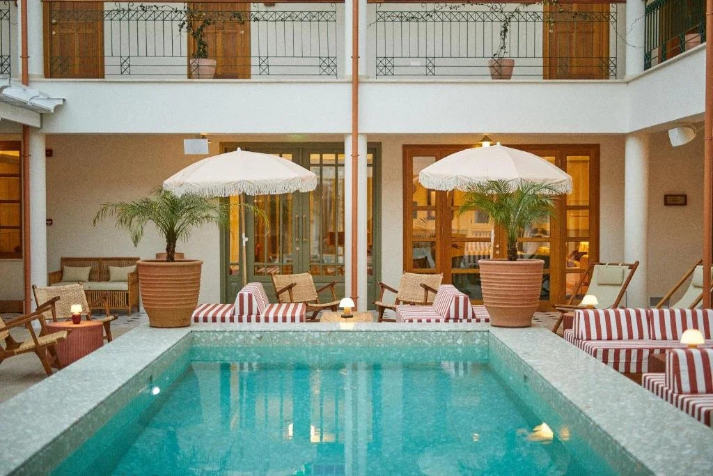 Courtyard swimming pool at The Agora Hotel, Cyprus