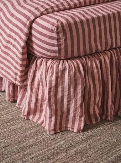 Piglet in Bed Rhubarb & Rose Pembroke Stripe Linen Blend Valance (from £109)