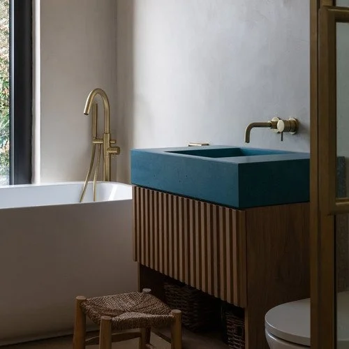 Kast Blue Pitch Concrete Basin in contemporary  bathroom