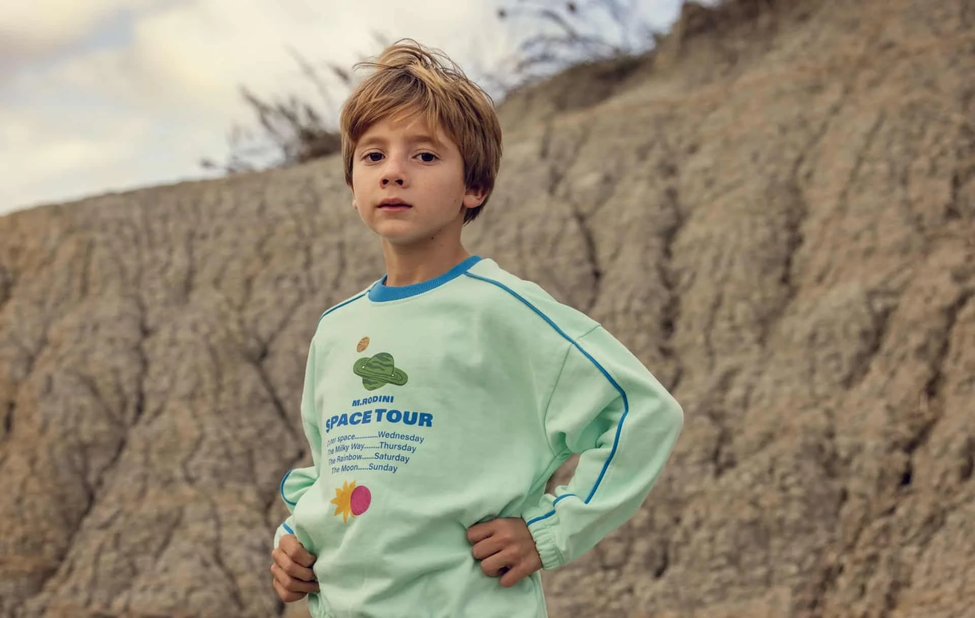 Mini Rodini kids sweatshirt green organic cotton durable outdoor playwear children