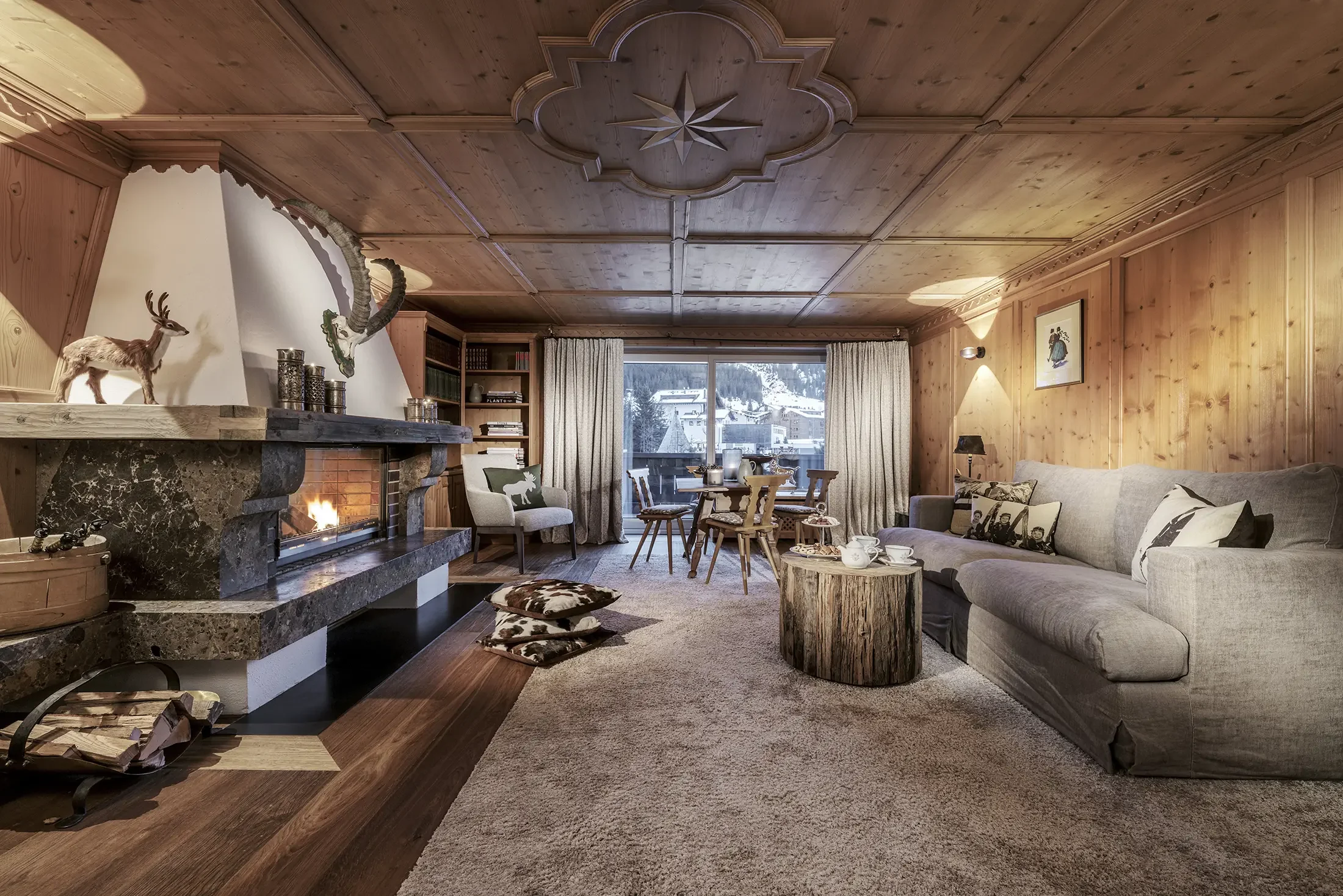 Suite with fireplace and view of the slopes at Hotel Arlberg Lech, Austria