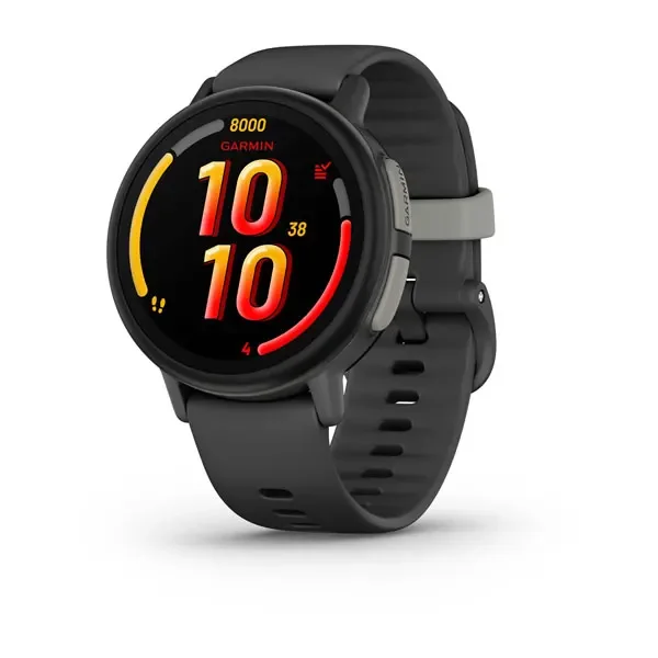 Garmin Bounce 2 kids smartwatch in Slate Grey with fitness tracking display.