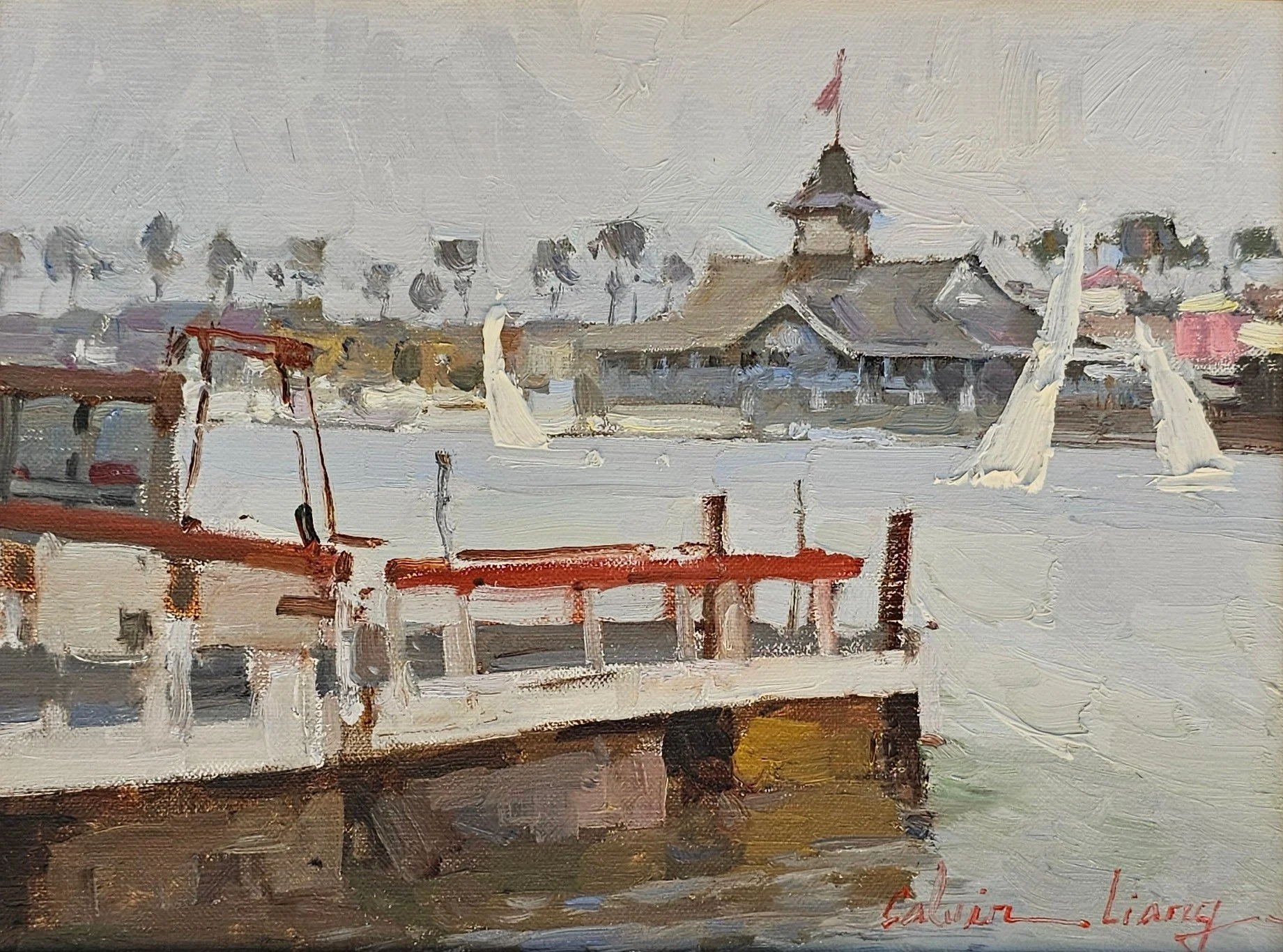 Calvin Liang-9X12 %22Sailing by the Pavillion %22.jpg
