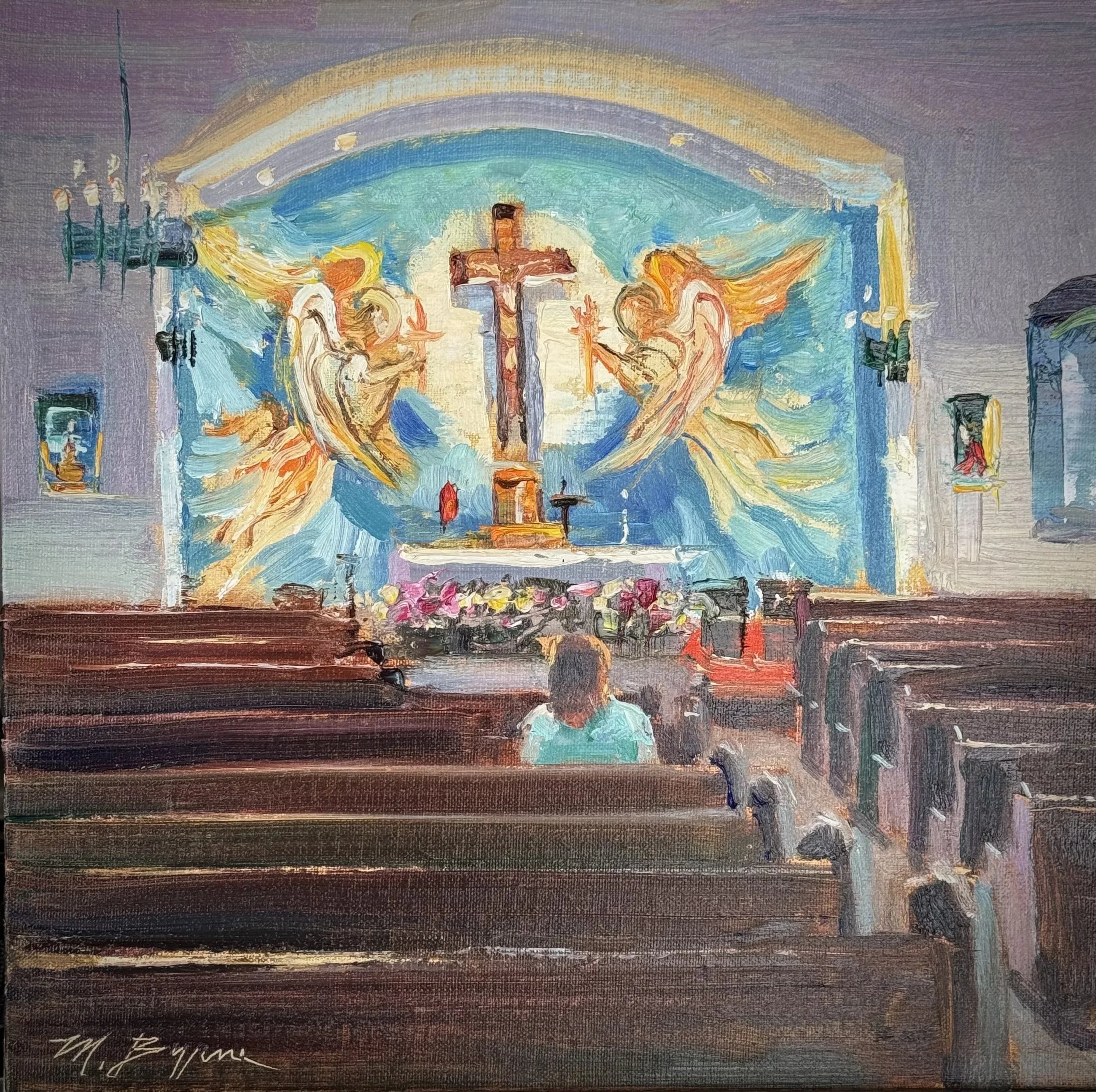 Among Angels by Michele Byrne 10 x 10 Oil Painting