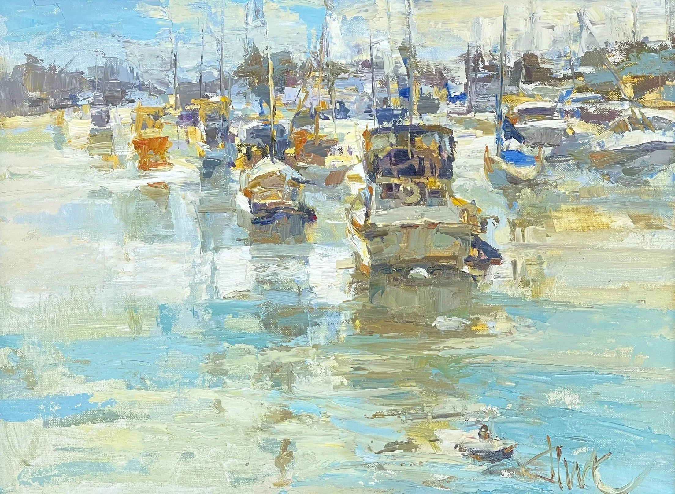 Late Afternoon on the Bridge 12x16 Oil Painting by Durre Waseem