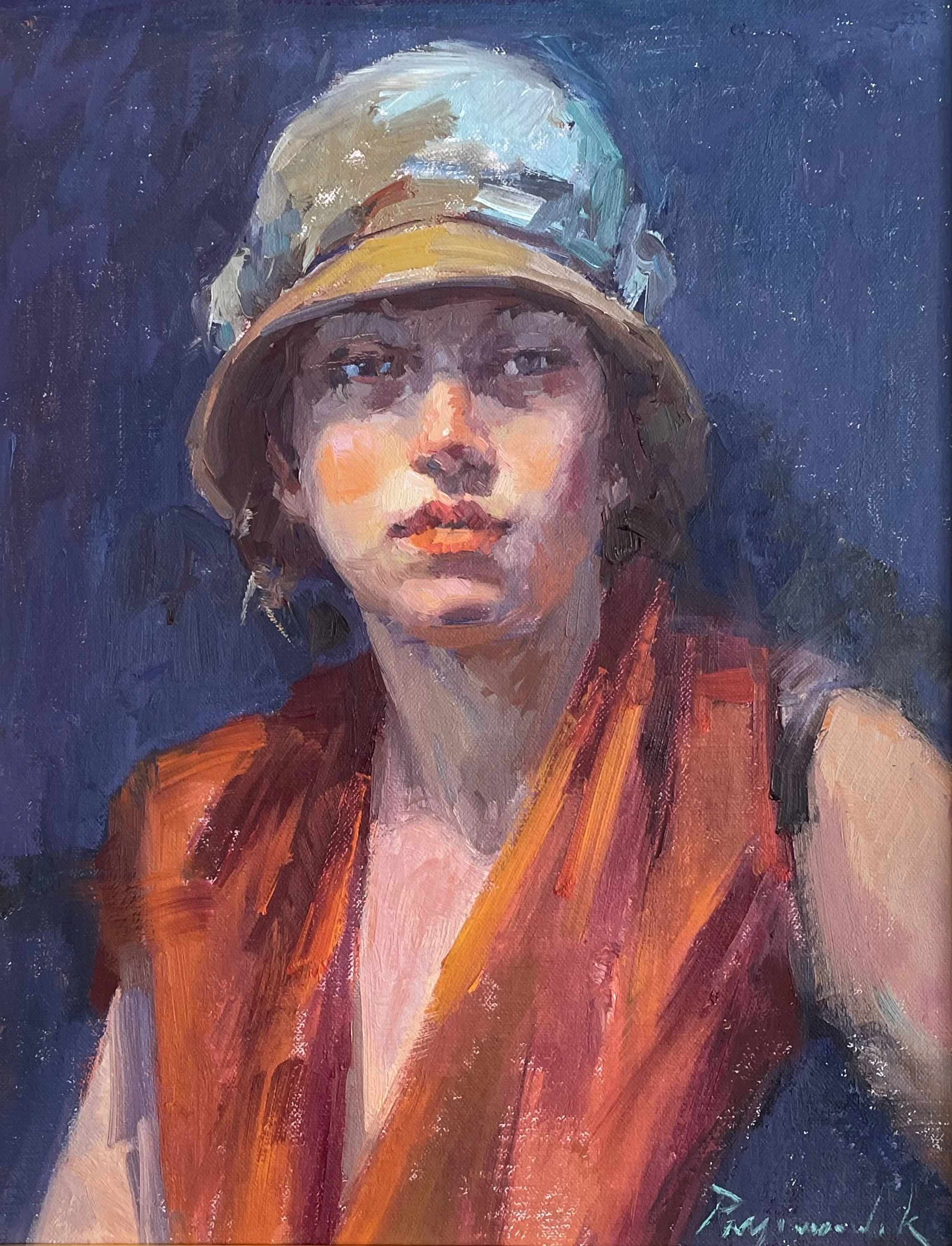 Przewodek Red Scarf 11x14 Oil .jpg