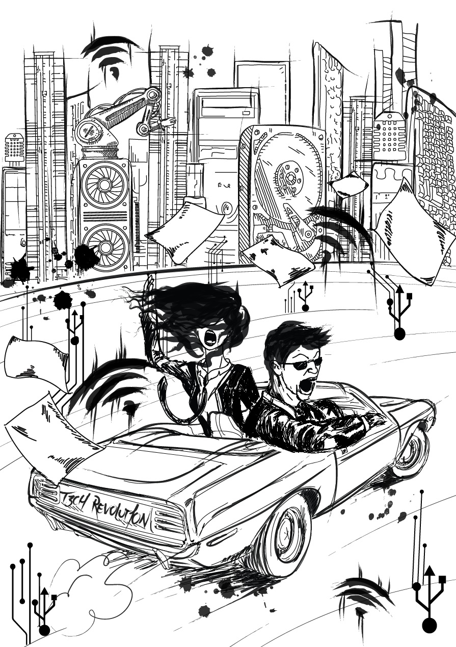Ralph Steadman-inspired illustration for Legal Business Magazine . Title: ‘Virtual Fear and Loathing’