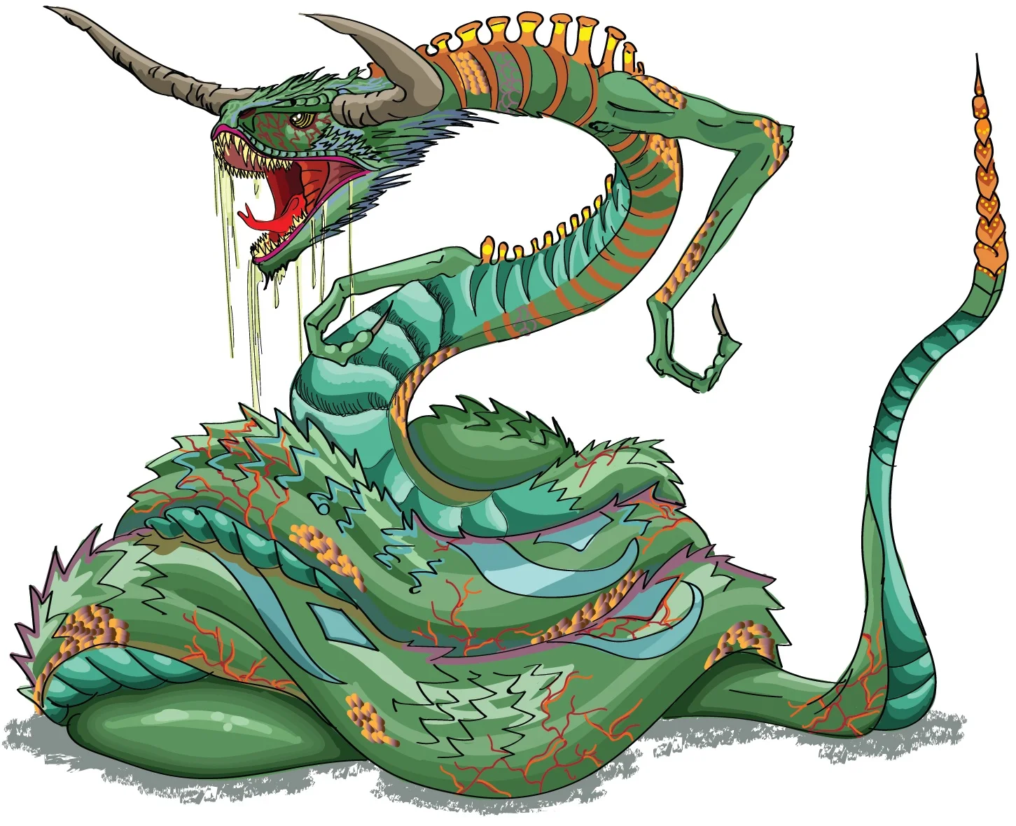 Character design, monster python. Part of the gothic London Town project