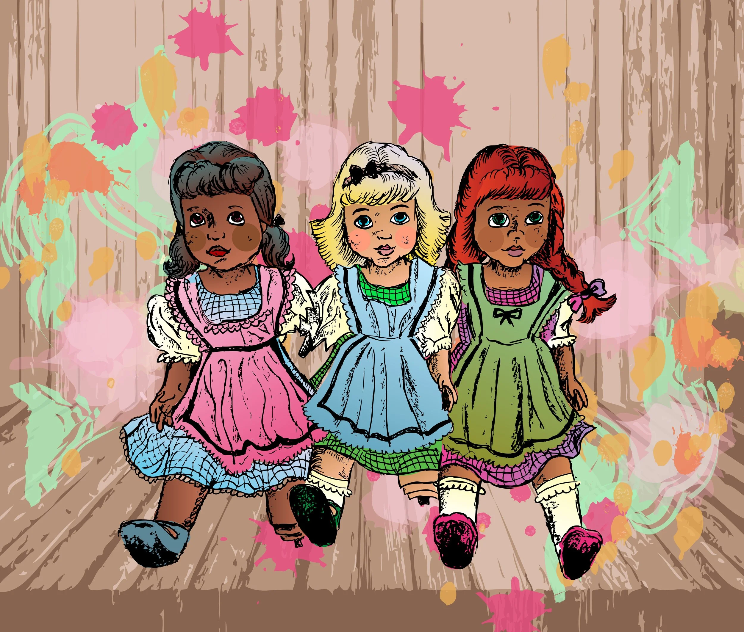 broken dolls ready for repair in the toy shop, part of the mr brown project