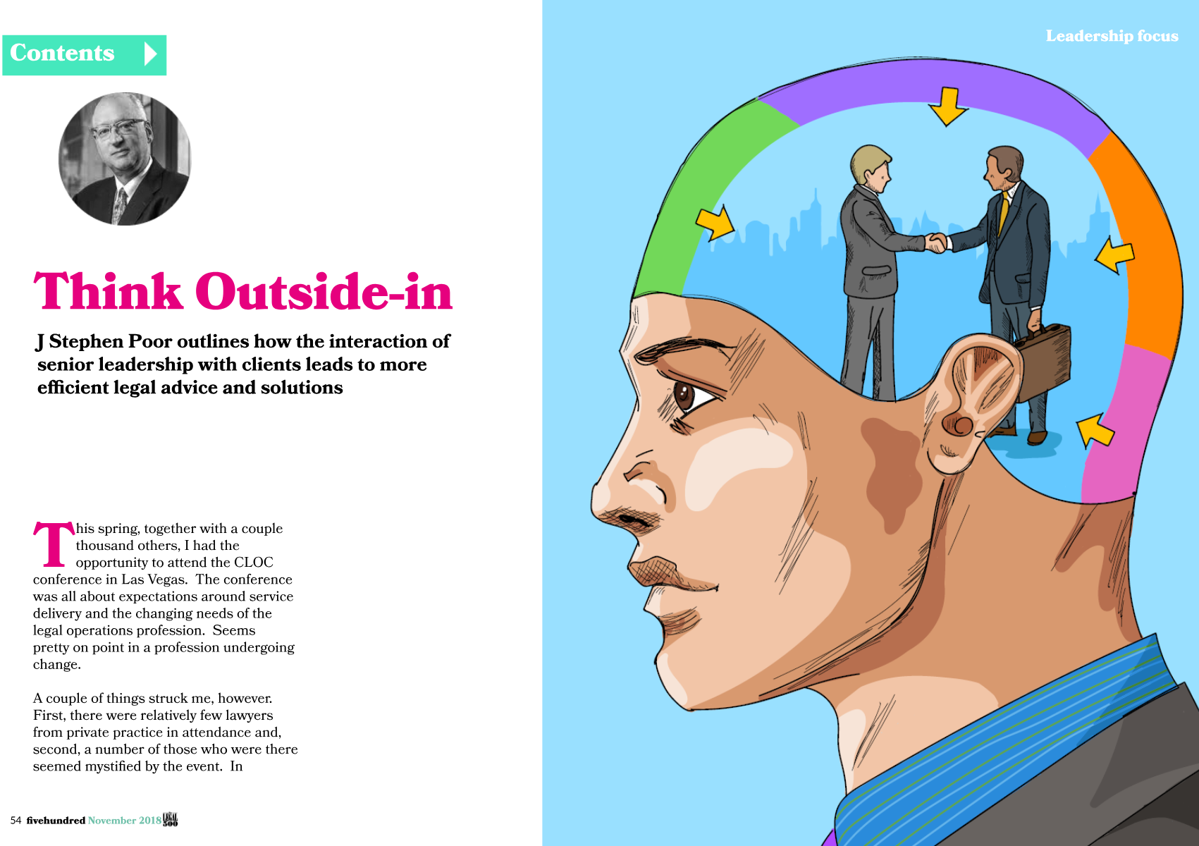 Double page spread in f ivehundred magazine