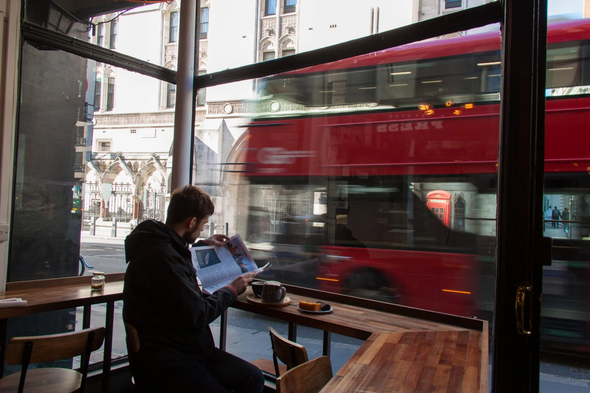 Relaxing at a cafe on Strand, London city