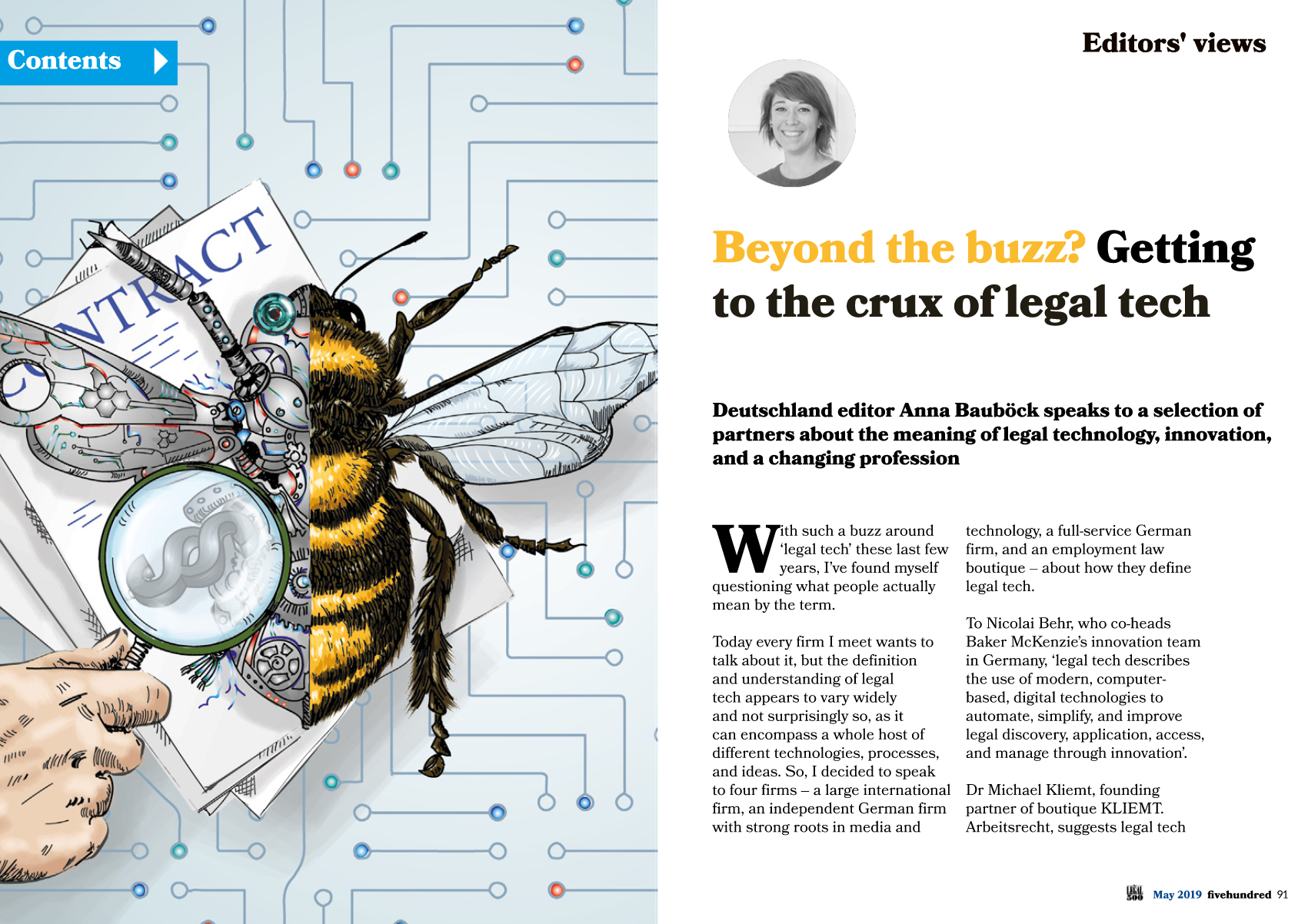 Tech law double page spread for fivehundred magazine