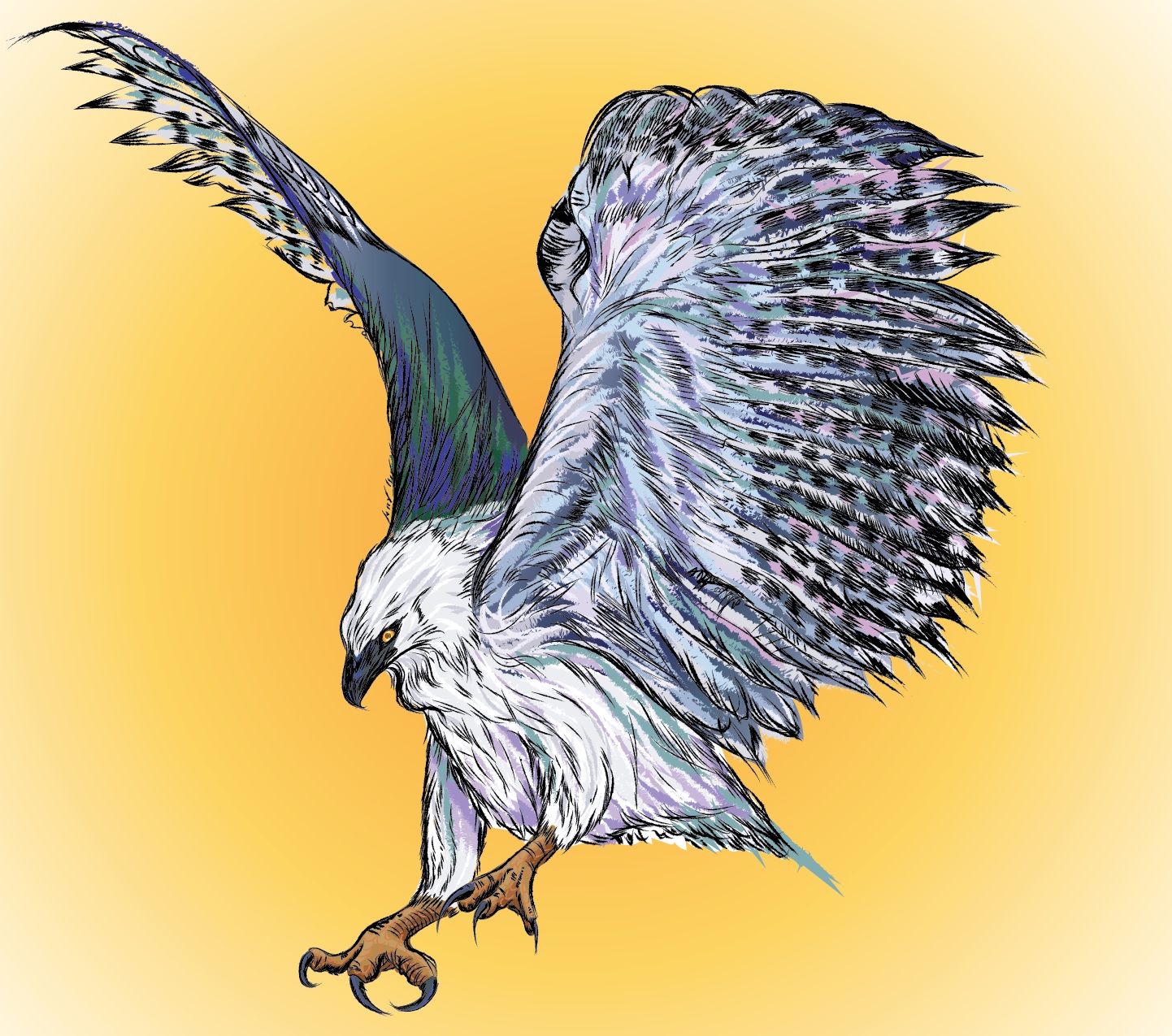 The eagle has quite a lot of detailed colouring. Check out his black&white mate under this category
