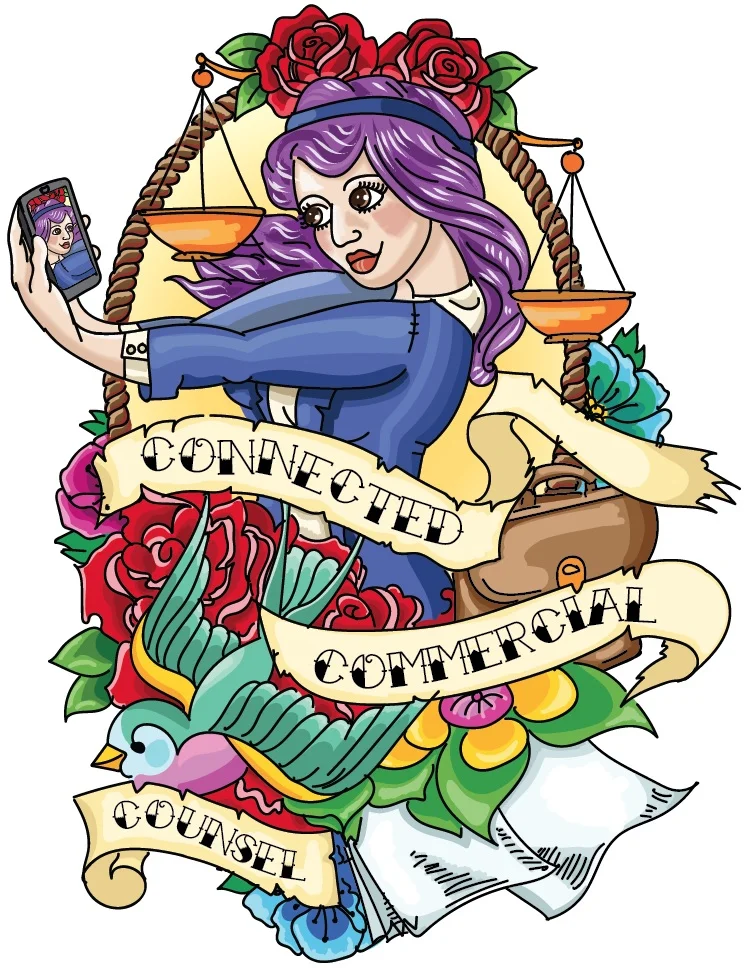Front cover in a traditional tattoo style, commissioned for Legal Business Magazine . Main feature on millennials being new to law.