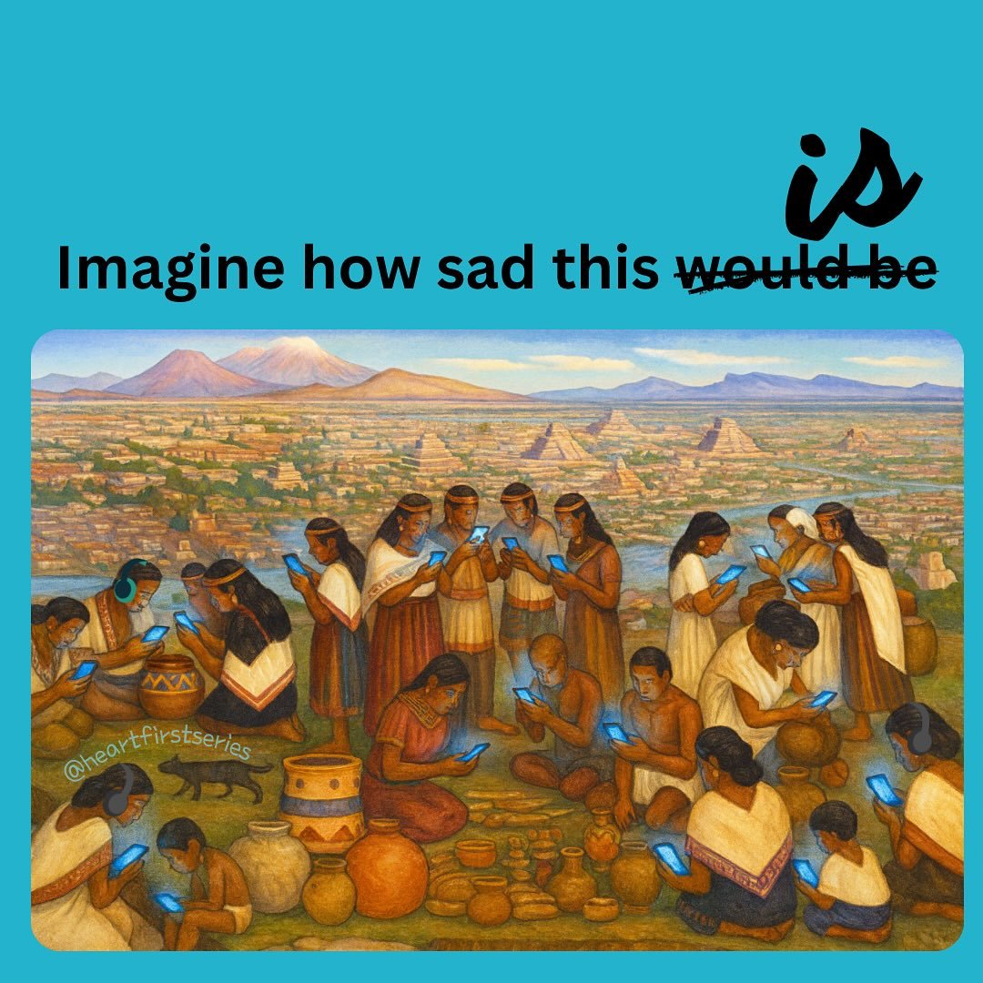 💥💥💥 This image came to me while at a market last week. Lately I&rsquo;ve noticed vendors watching movies with ear buds in, reading ebooks, and just mindlessly scrolling. For thousands of years we humans would gather to buy, sell, trade and sociall